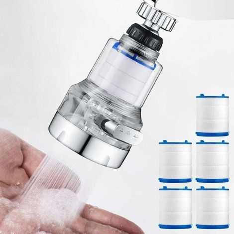 Filtro per l'acqua del rubinetto, filtro per rubinetto rotante a 360°, purificatore per l'acqua del rubinetto da cucina e da bagno, 3 modalità di funzionamento (1/5)