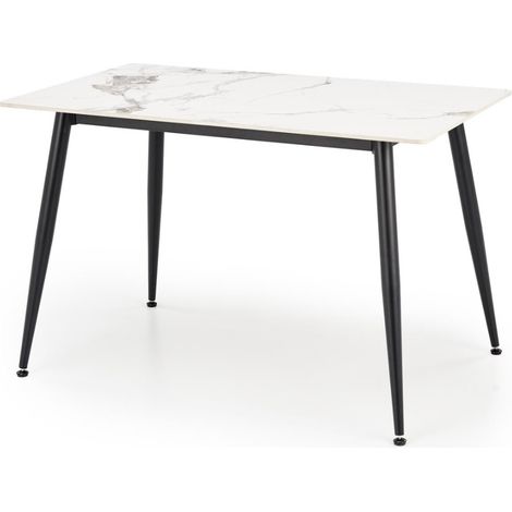 Table à manger rectangulaire 120 cm plateau en marbre blanc et pieds noir EMILIO (1/5)