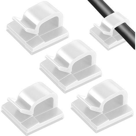 50 clip autoadesive per cavi per illuminazione esterna, staffa per gestione cavi per auto, ufficio, casa, studio, parete C-AquaForge (1/5)