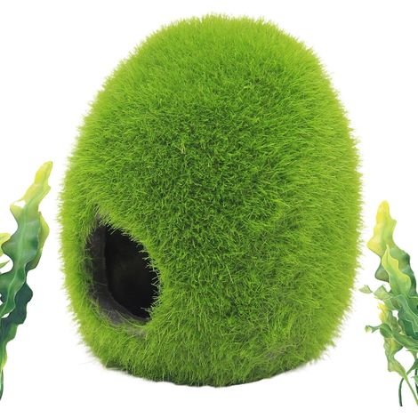 Grotte pour Aquarium Boule de Mousse en résine, Habitat réaliste Grotte décorative aquarium pour crevettes, bettas, geckos, clowns, crabes, poissons-chats, espèces naines, alimentation, et (1/5)
