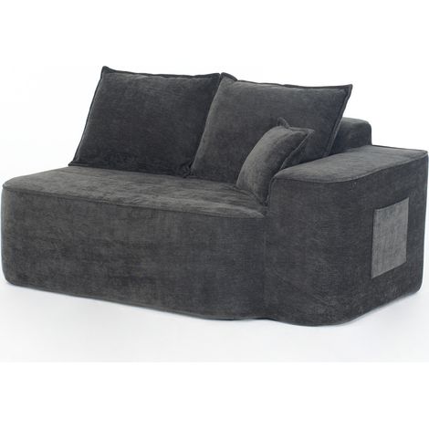 Canapé 2 places sans assemblage confortable Chenille Noir 150x95x65 cm ZIPSOFA (1/5)