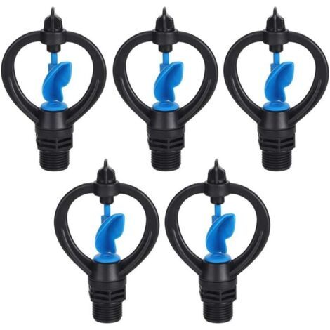 Set di 5 irrigatori da giardino, irrigatori da giardino con turbina in plastica, ugelli per irrigatori da giardino, attrezzi per l'irrigazione