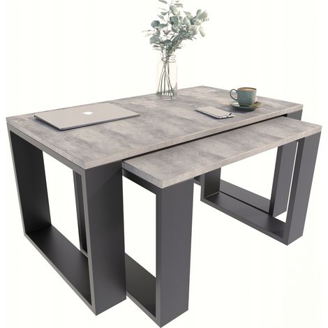Ausziehbarer LOFT-Tischsatz Westa Couchtisch, SCHWARZER BETON (1/5)