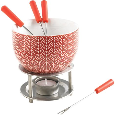 Fondue au Chocolat Verre/Inox/Céramique/Cire Rouge