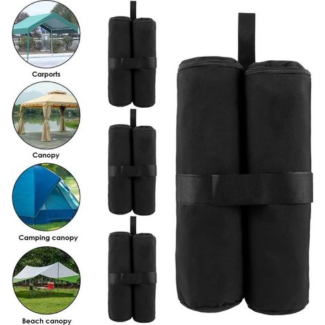 Lot de 4 Sacs de Lestage Lourds pour Tonnelle Parasol Tente Pare-Soleil – Remplissables Sable/Eau (1/4)