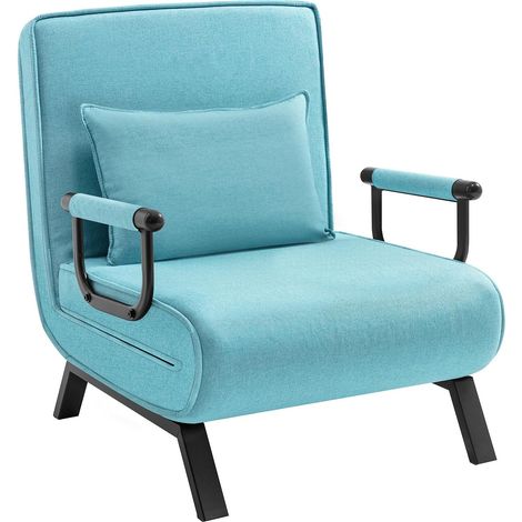 WOLTU Sillón reclinable convertible 3 en 1 con reclinación manual de 5 posiciones, azul