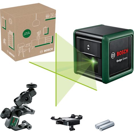 Bosch Kreuzlinienlaser Quigo Green mit Universalklemme MM 2 (grüner Laser für bessere Sichtbarkeit, Gehäuse aus recyceltem Kunststoff, im E-Commerce Karton) (1/5)
