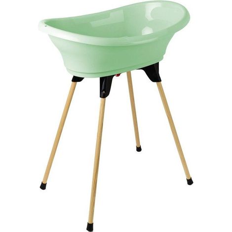 Kit de ba帽era para beb茅 THERMOBABY VASCO verde celad贸n con soporte de madera plegable (1/5)