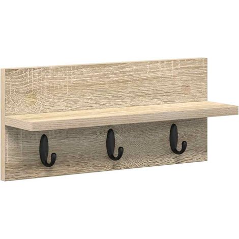 Porte-manteau mural avec étagère Chêne sonoma 40 x 10.5 x 18 cm CFW349261 (1/5)