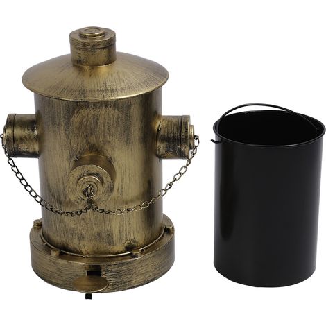 Fire Hydrant Trash Can with Inner Bucket European Iron Retro Practical Large Capacity Wrought Iron Pedal Trash Can for Floor Desktop Gold (1/4)