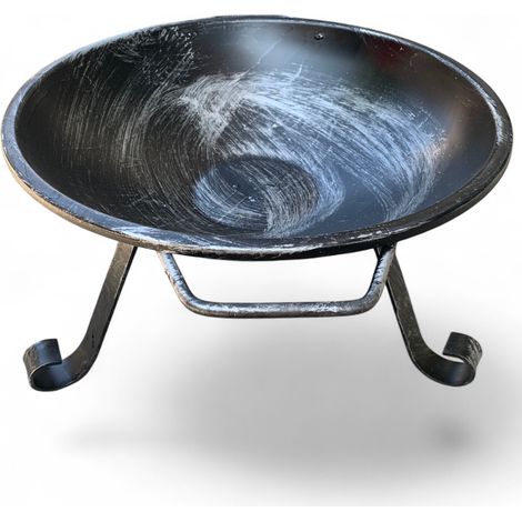 Braciere da Giardino in Ferro, 40 cm Diametro, 27 cm Altezza, Braciere con manici per Fuoco da Esterno e Interno Nero spazzolato