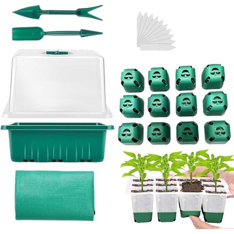 Kit de semis complet – Plateau de semis avec mini serre – Bacs de culture pour semis plantation et rempotage – Utilisation intérieure et extérieure – Fournitures de jardinage (1/5)