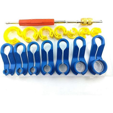 Ensemble de 16 outils de déconnexion de conduites de carburant CA avec boîte de rangement, outil d'extraction d'obus de valve pour 1/4 5/16 3/8 1/2 5/8 3/4 7/8 po (1/4)