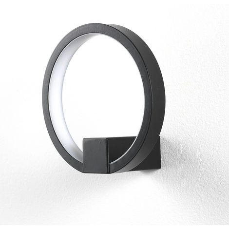 Applique ad anello in allumino nera cm. Ø.15 P.7,5