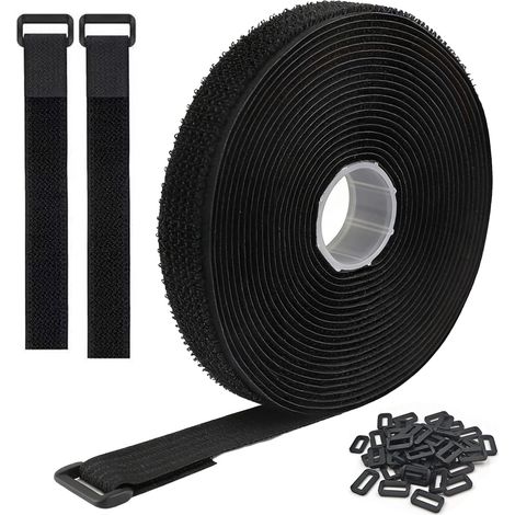 Sangles de Câble Réglables 10mx2cm Avec 50 Boucles Attache Cable Scratch Réutilisable Attache Câble Collier de Câblage Découpables Bande Scratch pour Attacher Câbles,Tuyaux,Conduits (1/5)