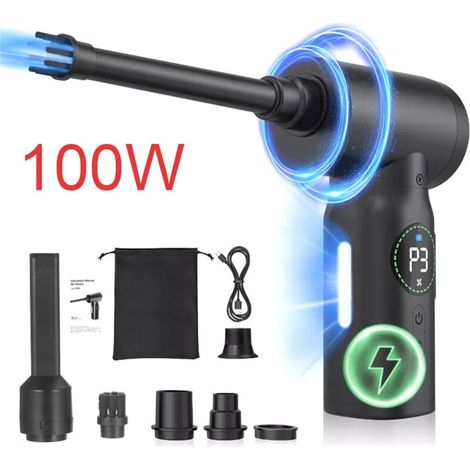 Motore brushless, 3 velocità, 80000 giri/min, soffiatore per PC, pulizia ad aria compressa per PC, potente aspirapolvere per computer, batteria da 7500 mAh, soffiatore ad aria compressa per tastiere, 