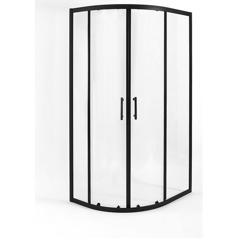 Milano Nero Black Left Hand Quadrant Shower Enclosure with White Tray and Fast Flow Waste - 1200mm x 800mm (1/5)