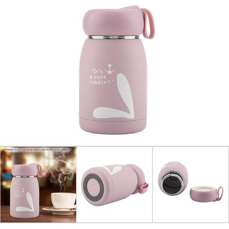 Isolierbecher aus Edelstahl mit niedlichem Hasenmotiv, rosa Thermosflasche (1/5)