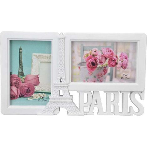 Lot de 2 cadres photo rectangulaires, cadre photo décoratif pour la maison, cadre photo de mariage à 2 trous pour fête dans la chambre à coucher, cadre photo avec finition (1/4)