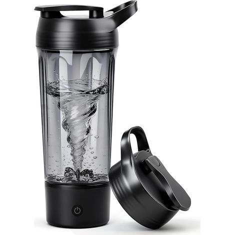 Shaker electrique 1000ml, shaker proteine usb rechargeable, shaker électrique pour poudre de potéine avec base amovible, sans BPA, anti-fuite (Gris foncé)