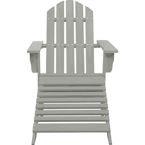 vidaXL Silla de jardín con otomana de madera gris (1/2)