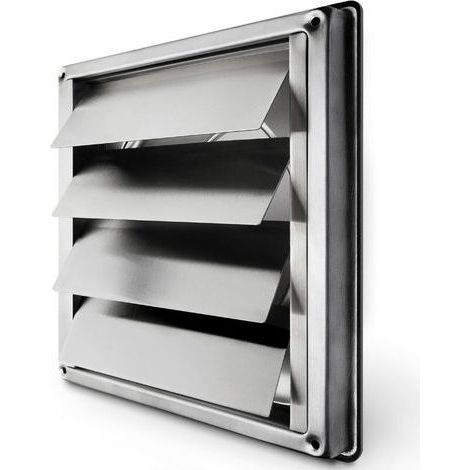 Grille de ventilation 150 mm – Acier inoxydable – Clapet anti-retour automatique – Résistante aux intempéries – Dimensions 184x184mm (1/4)