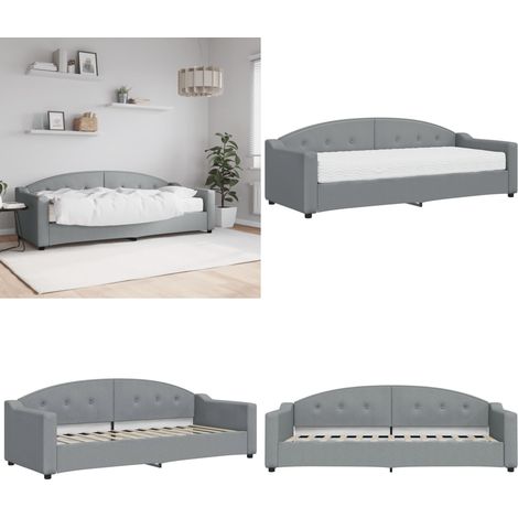 Tagesbett mit Matratze Hellgrau 80x200 cm Stoff - Tagesbett - Schlafsofa - Gästebett - Wohnzimmermöbel - Schlafzimmermöbel - Home & Living (1/5)