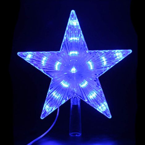 Décorations d'arbre De Noël Flash Étoile Décoration Lumière Paillettes Étoile LED Arbre De Noël Topper Décoration Cime des Arbres pour Noël Décor À La Maison,Bleu (1/4)