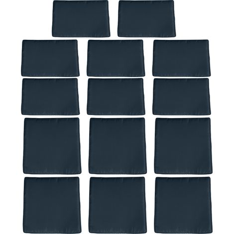 Lot de 14 Housses de Rechange Coussins Salon de Jardin - 6 Housses Coussin d'assise, 8 Housses Coussin Dossier Bleu (1/5)