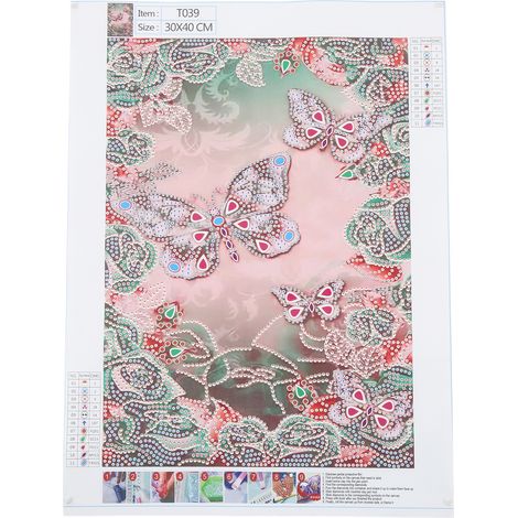 Tableau à strass motif papillon coloré, décoration murale à faire soi-même, 30 x 40 cm (1/5)