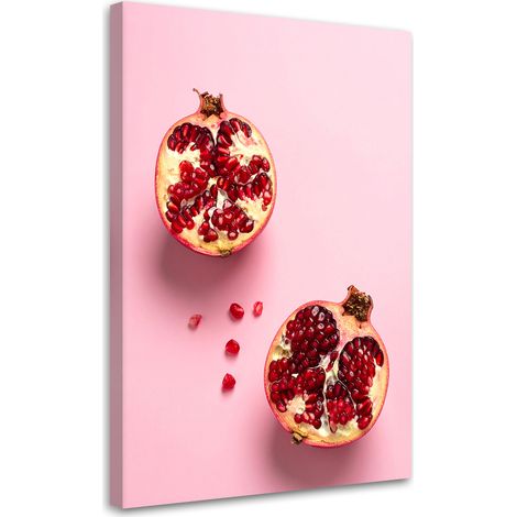 Quadro su tela, Un melograno aperto con semi sparsi su sfondo rosa. - 40x60 (1/2)