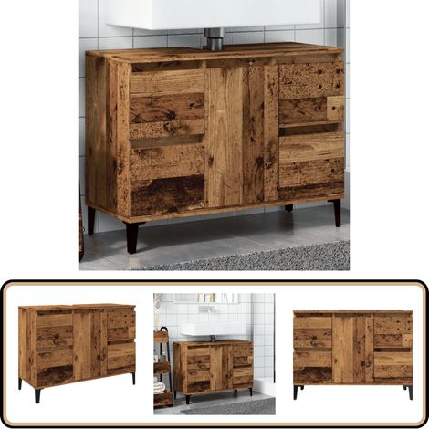 vidaXL Armoire d'évier vieux bois 80x33x60 cm bois d'ingénierie