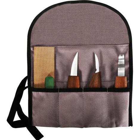 Sculpture sur bois outils de sculpture sur bois ensemble de couteaux à crochet outils dans un sac en toile outils de cuillère à découper couteaux avec affûteur pour débutants