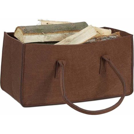 royaluxe -Panier à bûches de bois en feutre Sac de bois de chauffage en feutre épaissi panier de rangement portable pour bois de chauffage (1/5)