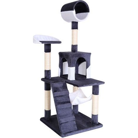 lionto Kratzbaum Kletterbaum Katzenkratzbaum Katzenbaum Höhe 133 cm grau/weiß (1/5)
