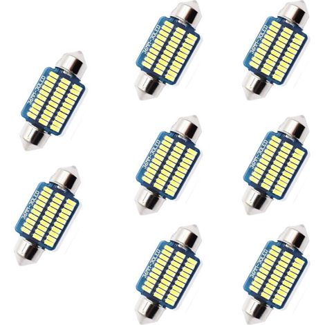 Ampoule LED voiture,8pc,36mm,500 lumens,3 watts lumens,30MSD,12 V Eclairage intérieur à LED,LED voiture,C5W LED,Xénon,Plug and Play,Plafonnier de voiture à LED,Blanc (1/4)
