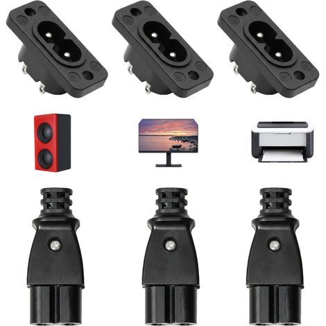 6-teiliger IEC320 C8-Steckverbinder, 2-poliger Stecker, 250 V, 2,5 A Modul, für Leiterplatten und Elektronik (1/5)