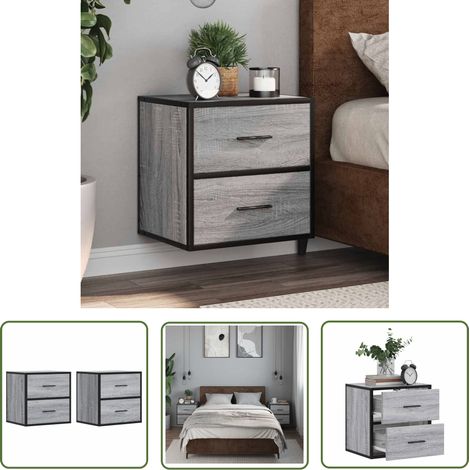 vidaXL Tables de chevet murales 2 pcs sonoma gris 40x31x39,5 cm (1/5)