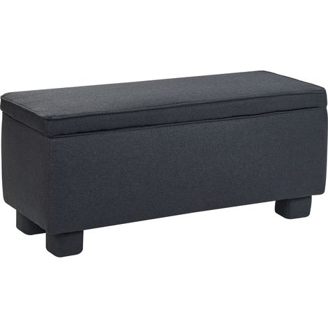 Storage Bench Black Fabric Easy-to-Clean Upholstery Wooden Legs Lift Up Top Hallway Modern ITHACA