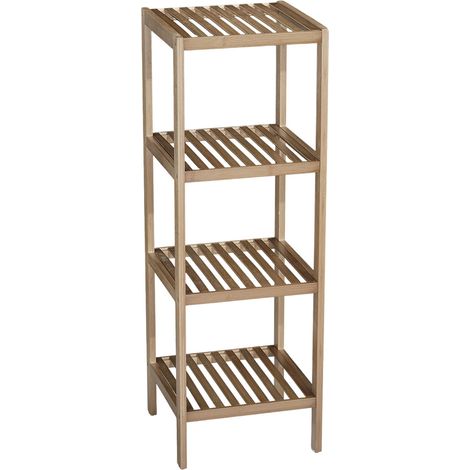 Étagère étroite en bambou à 4 niveaux pour salle de bain, avec étagères à lattes, support pour plantes en bois naturel, porte-serviettes sur pied, étagère d'angle pour salle de bain, entrée, chambre, (1/5)