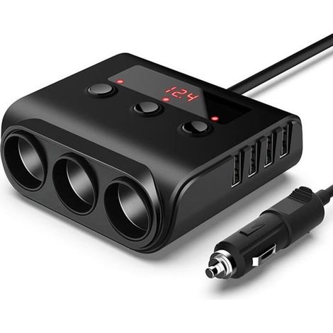 Chargeur Allume-Cigare de Voiture Socle Splitter 180W Adaptateur Allume-Cigare avec 4 Ports USB Interrupteur séparé Indicateur de (1/5)
