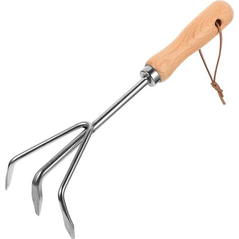 Ancinho De Jardim Compacto Em Aço Inoxidável, Ferramenta Manual Para Jardinagem E Remoção De Ervas Daninhas. (1/5)