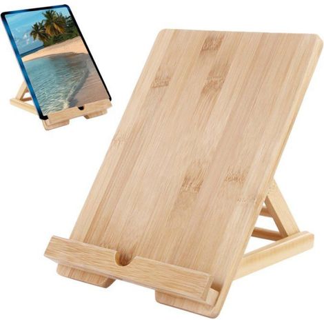 Support tablette portable - Porte-livres pliant bois pour liseuse cuisine bureau Aucuneary (1/5)