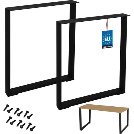 KOTARBAU® Lot de 2 Pied de Table - Pieds de Table en Acier 60 x 72 cm - en Acier Thermolaqué - Noir (1/4)