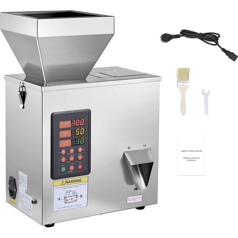 Mophorn Machine automatique pour le remplissage de granulés et poudres de 3 à 200 g, conçue en acier inoxydable avec système de pesée intelligent, idéale pour café, céréales, épices et thé, argent (1/5)