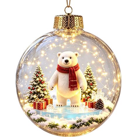 Boule de Noël lumineuse en acrylique, boule de cristal artisanale de style américain, décoration de Noël à suspendre pour la maison (1/5)