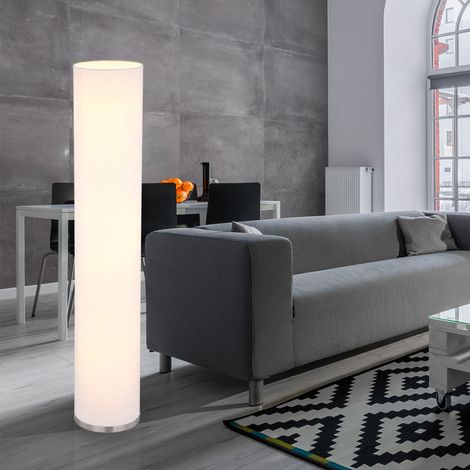 Stehlampe Esszimmer modern Säulenlampe 3 flammig Stehleuchte weiß mit Textilschirm, Metall weiß nickel, 3x E27 Fassungen, DxH 19x110 cm
