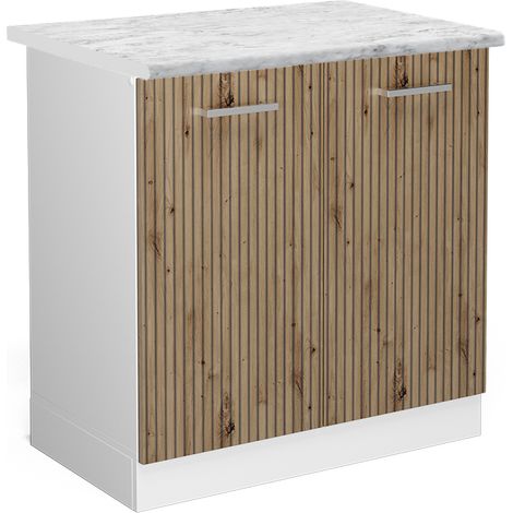 Mobile lavello cucina R-Line, Rovere artigianale, 80 cm , PL Marmo, Vicco