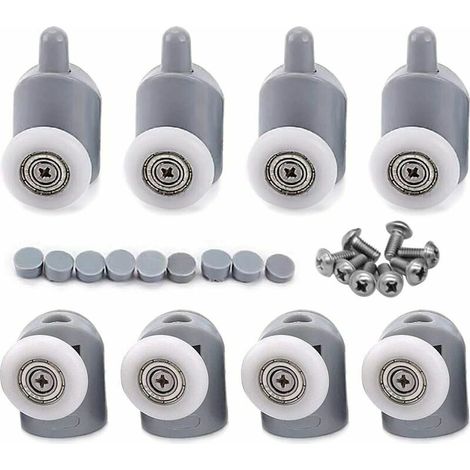 Green Mobility-8x Galet ajustables Dual Rouleau Roulette Roue Porte Douche Salle de Bain 25mm (1/5)