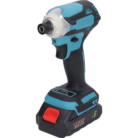 Tournevis à choc sans fil 21V à moteur sans balais, clé à choc électrique rechargeable, visseuse à percussion avec chargeur AC 100-240V prise UE (1/5)